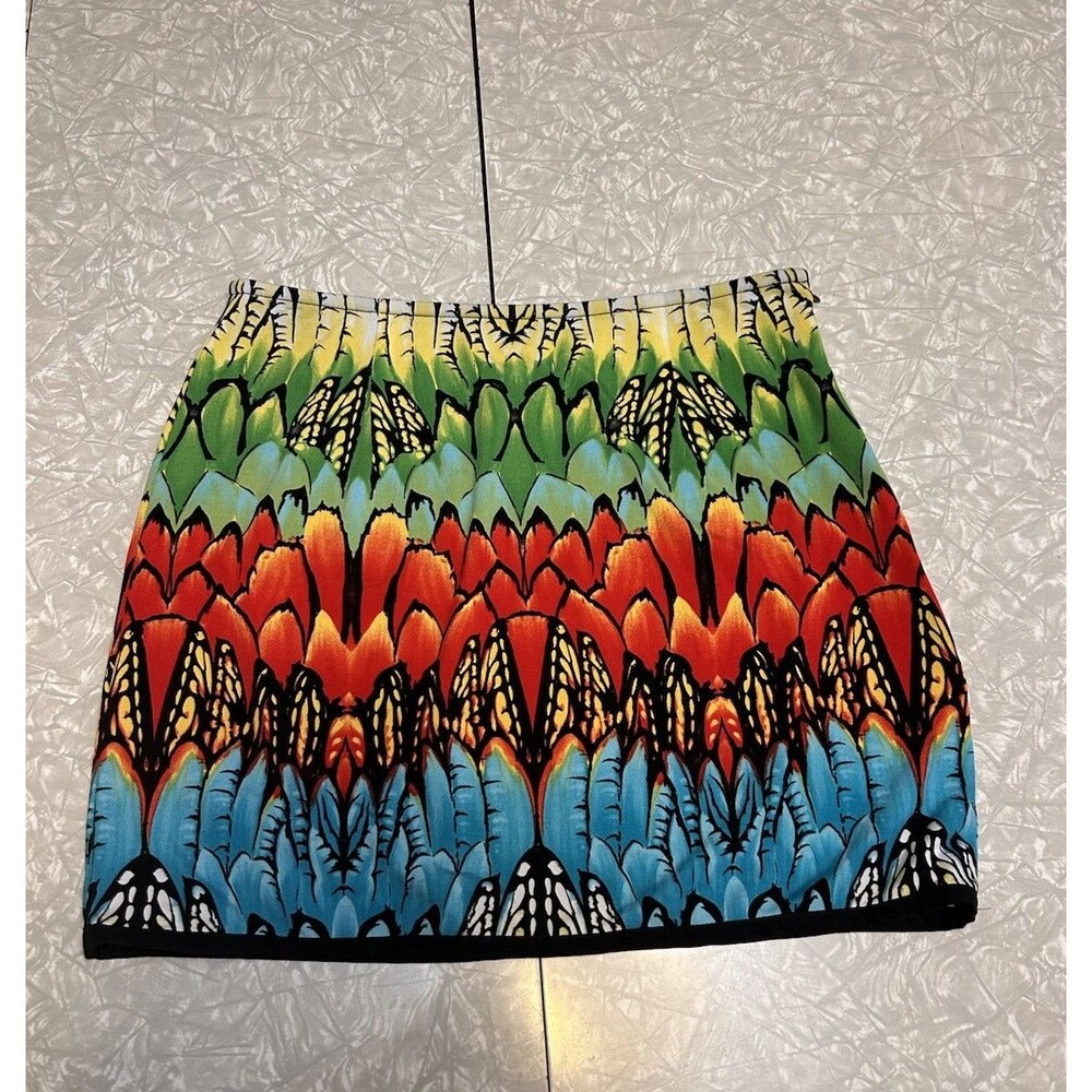 Boston Proper skirt  Women's  Multi butterfly pringl Stretch Pull On Skirt Sz 2